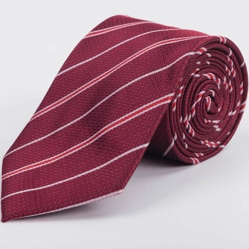 Аренда бардового галстуку в узкую полоску для мужских костюмов