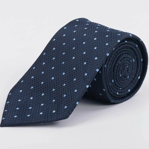 Прокат темно-синего галстука с голубым узором для мужского костюма