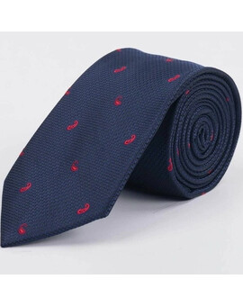 Аренда галстука синего цвета с красным узором для мужского костюма, изображение 1