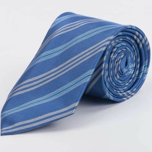 Аренда галстука синего цвета в крупную полоску для мужских костюмов