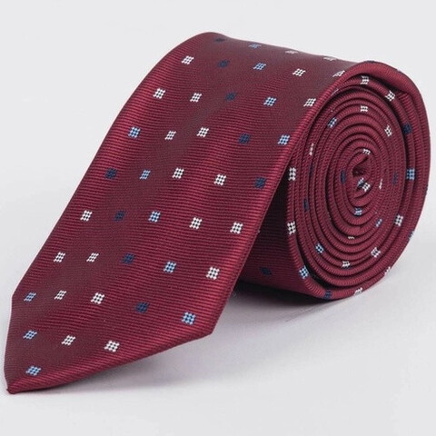 Прокат галстука бордового цвета с разноцветным узором для мужского костюма