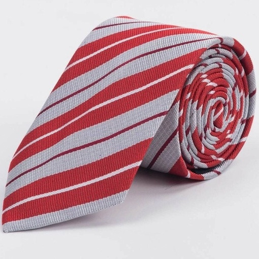 Прокат галстука красного цвета с двумя разноцветными полосами для мужского костюма