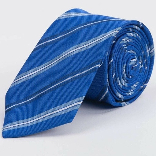 Прокат галстука синего цвета с выделенными полосками для мужских костюмов