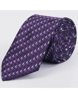 Фиолетовый галстук напрокат с дублирующимся узором разного цвета для мужских костюмов, изображение 1
