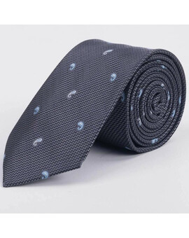 Галстук напрокат с фактурой серого цвета и двухцветным узором для мужского костюма, изображение 1