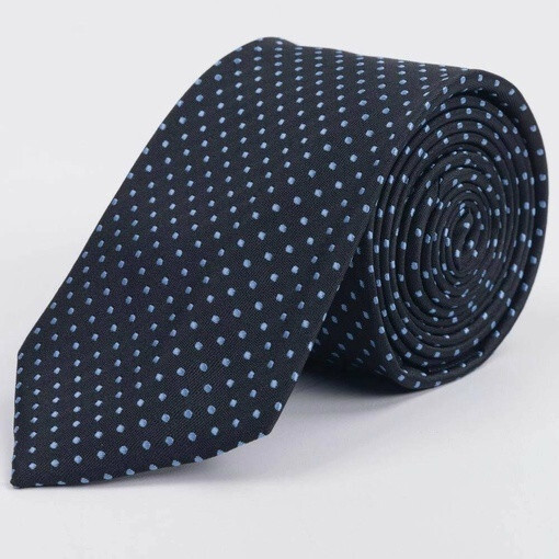 Черный галстук в аренду с голубым узором круглой формы для мужского костюма