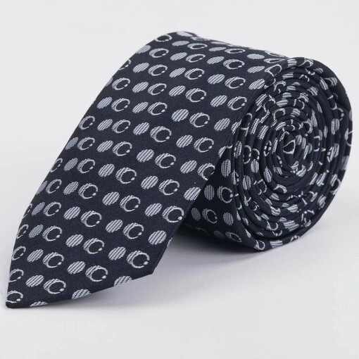 Серый галстук в аренду с круговым белым узором для мужского костюма
