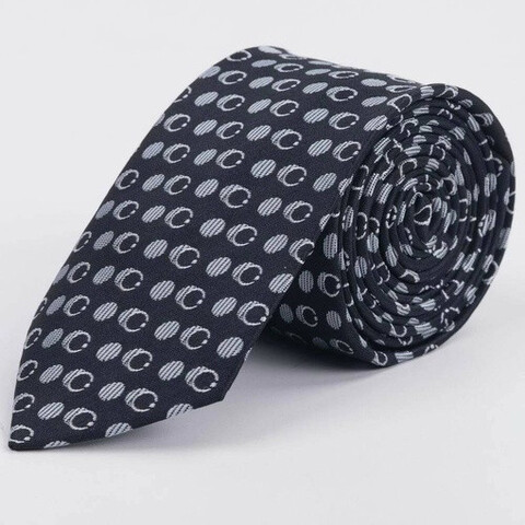 Серый галстук в аренду с круговым белым узором для мужского костюма