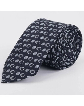 Серый галстук в аренду с круговым белым узором для мужского костюма, изображение 1