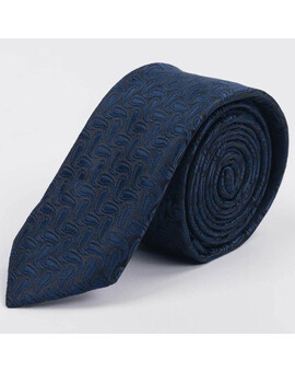 Аренда синего фактурного галстука с элементам черного цвета для мужских костюмов, изображение 1