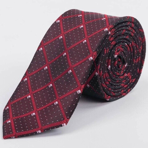 Аренда бордового галстука в крупную клетку с белым узором мульти для мужских костюмов