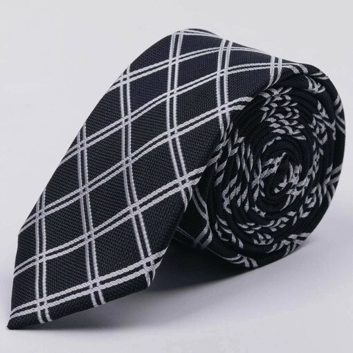 Аренда черного галстука в крупную белую клетку для мужских костюмов