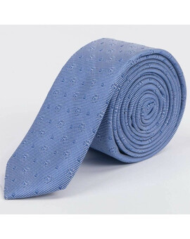 Прокат узкого голубого галстука с узором для мужских костюмов, изображение 1