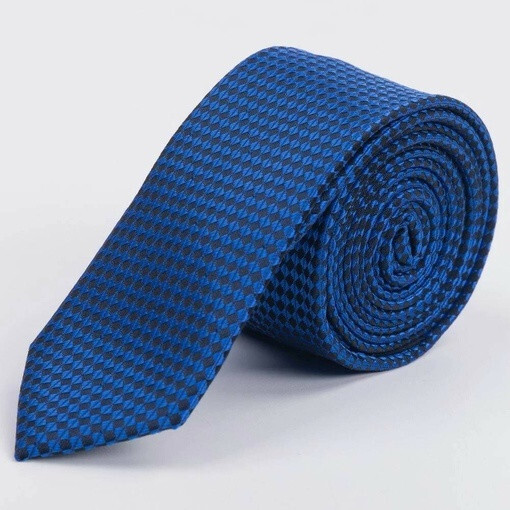 Аренда узкого галстука ярко-синего цвета с узором для мужских костюмов