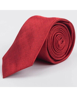 Прокат фактурного галстука ярко-красного цвета с ромбовидным узором для мужского костюма, изображение 1