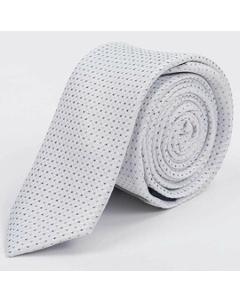 Прокат узкого галстука белого цвета с узором для мужских костюмов, изображение 1