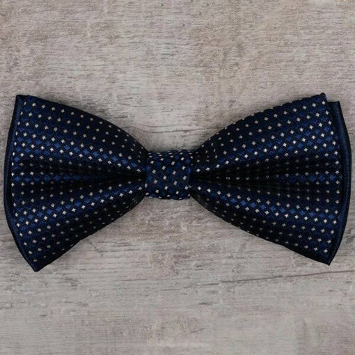 Аренда бабочки синего цвета с мелким бежевым узором для мужских костюмов