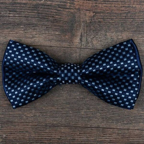 Аренда бабочки синего цвета с мелким бежевым узором для мужских костюмов