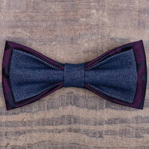 Аренда джинсовой бабочки с крупным бордовым узором для мужских костюмов