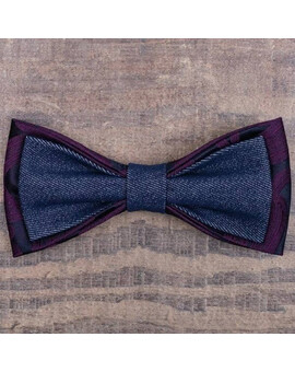 Аренда джинсовой бабочки с крупным бордовым узором для мужских костюмов, изображение 1