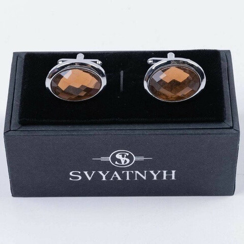 Аренда запонок с оранжевыми вставками для мужских костюмов