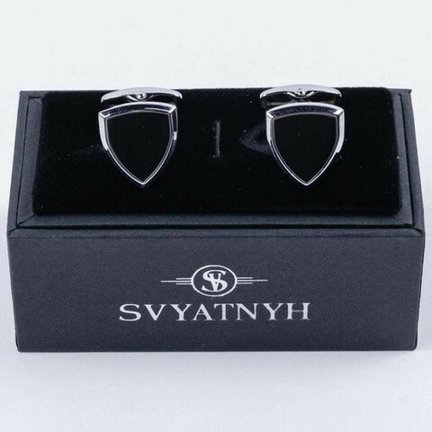 Аренда запонок с формой щита черного цвета для мужских костюмов