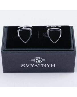 Аренда запонок с формой щита черного цвета для мужских костюмов, изображение 1