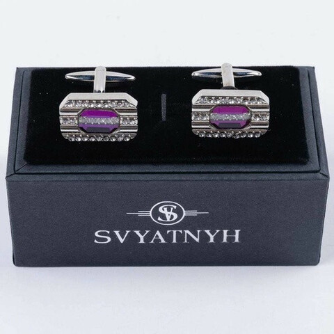 Арендовать запонки с пурпурно-розовой вставкой для мужских костюмов