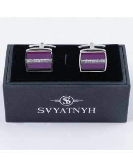 Прокат запонок с пурпурно-розовой вставкой для мужских костюмов, изображение 1