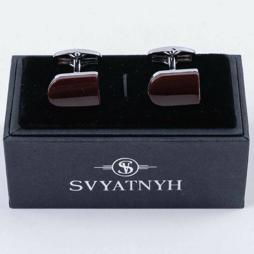 Аренда запонок с коричневой вставкой для мужских костюмов