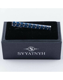 Аренда зажима с гравировкой и вставкой синего цвета для мужских костюмов, изображение 1