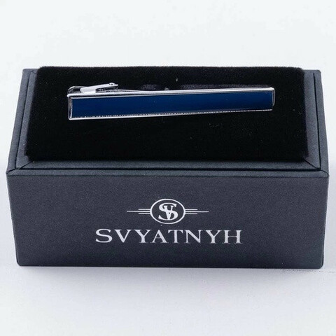 Аренда зажима с вставкой синего цвета для мужских костюмов